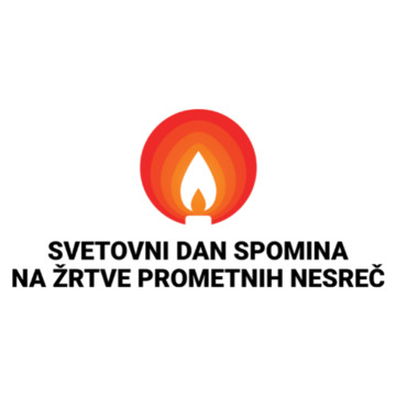 Logotip z oranžno-rdečim plamenom in napisom »Svetovni dan spomina na žrtve prometnih nesreč«